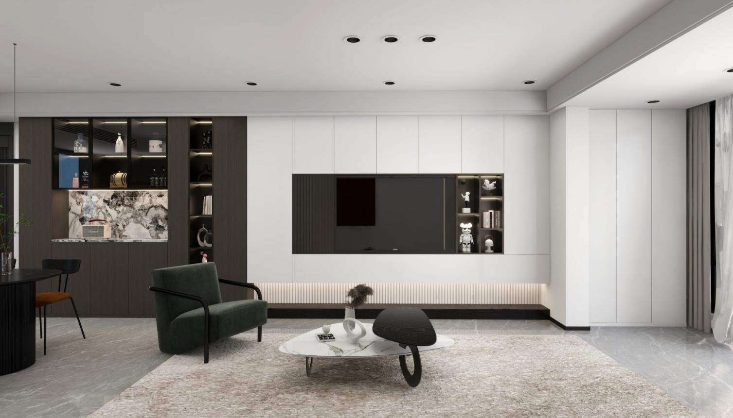 現(xiàn)代黑白灰風格-甌府景園1704-全案設(shè)計師陳盛潺